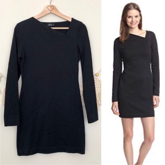 NWT Kate Spade Saturday Slant Neck Bodycon Black Dress - Picture 1 of 12
